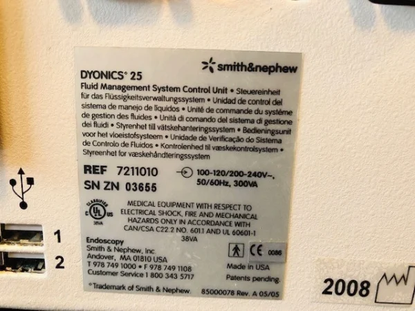 Smith & Nephew # 7211010 Dyonics 25 Fluid Management System & Footswitch (T1319) - Image 11