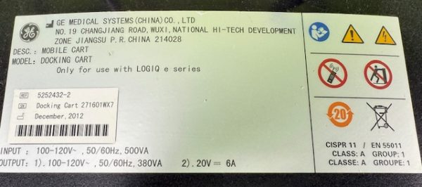 GE Logiq e ISOLATION CART POWER BOX 5240781-2 (C139) - Image 2
