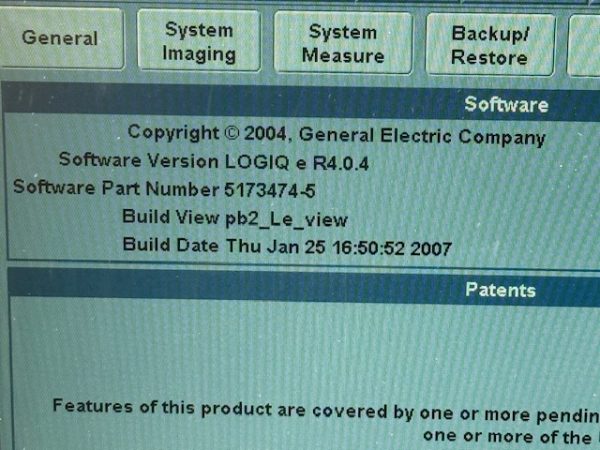 GE LOGIQ e Portable Ultrasound 11/2006 No Probes/PSU, Battery Incl. R4.0.4 (C142) - Image 9