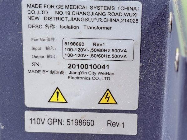 GE Logiq e Isolation Transformer / Power Supply (P/N 5198660 Rev 1) (C145) - Image 5