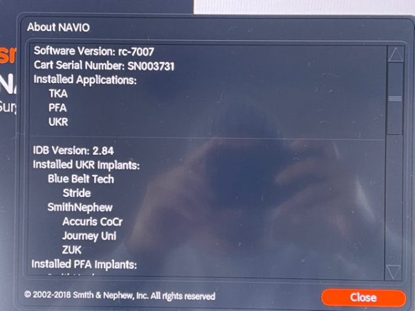 SMITH & NEPHEW NAVIO SURGICAL SYSTEM- ROBOTIC ASSISTED KNEE REPLACEMENT (W175) - Image 64