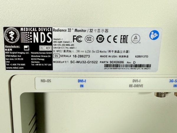 NDS Radiance Ultra 32″ Medical Display Monitor SC-WU32-G1522 w/ P. Supply (C179) - Image 6