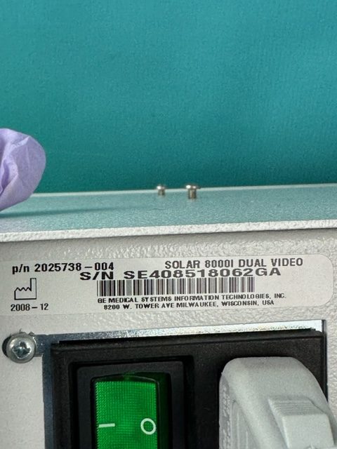 GE SOLAR 8000I  DUAL VIDEO CONSOLE PATIENT MONITOR (B130) - Image 8