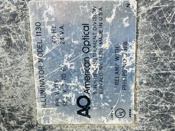 AMERICAN OPTICAL ILLUMINATOR MODEL 1130A (B968) - Image 20