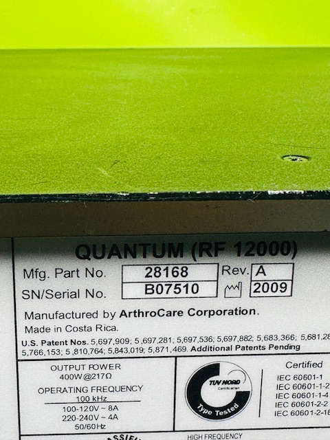 ArthroCare Quantum 2 RF12000 Electrosurgical System Console (C211) - Image 10