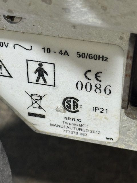 Terumo BCT Spectra Optia Apheresis System DOM: 2012 SN: 1P01310 (C205) - Image 13