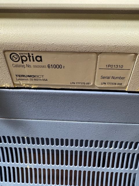 Terumo BCT Spectra Optia Apheresis System DOM: 2012 SN: 1P01310 (C205) - Image 12