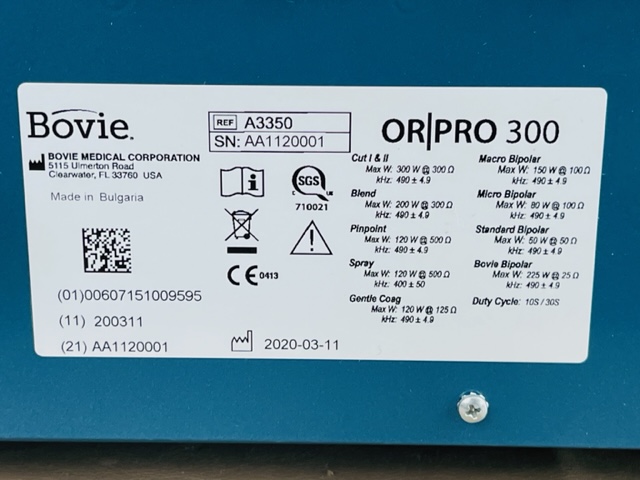 Bovie OR PRO 300 W Electrosurgery Generator A3350 (GA101) - Image 19