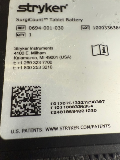 Stryker 0694-001-030 Rechargeable Battery For Surgicount Tablet 3.7v (C343) - Image 2